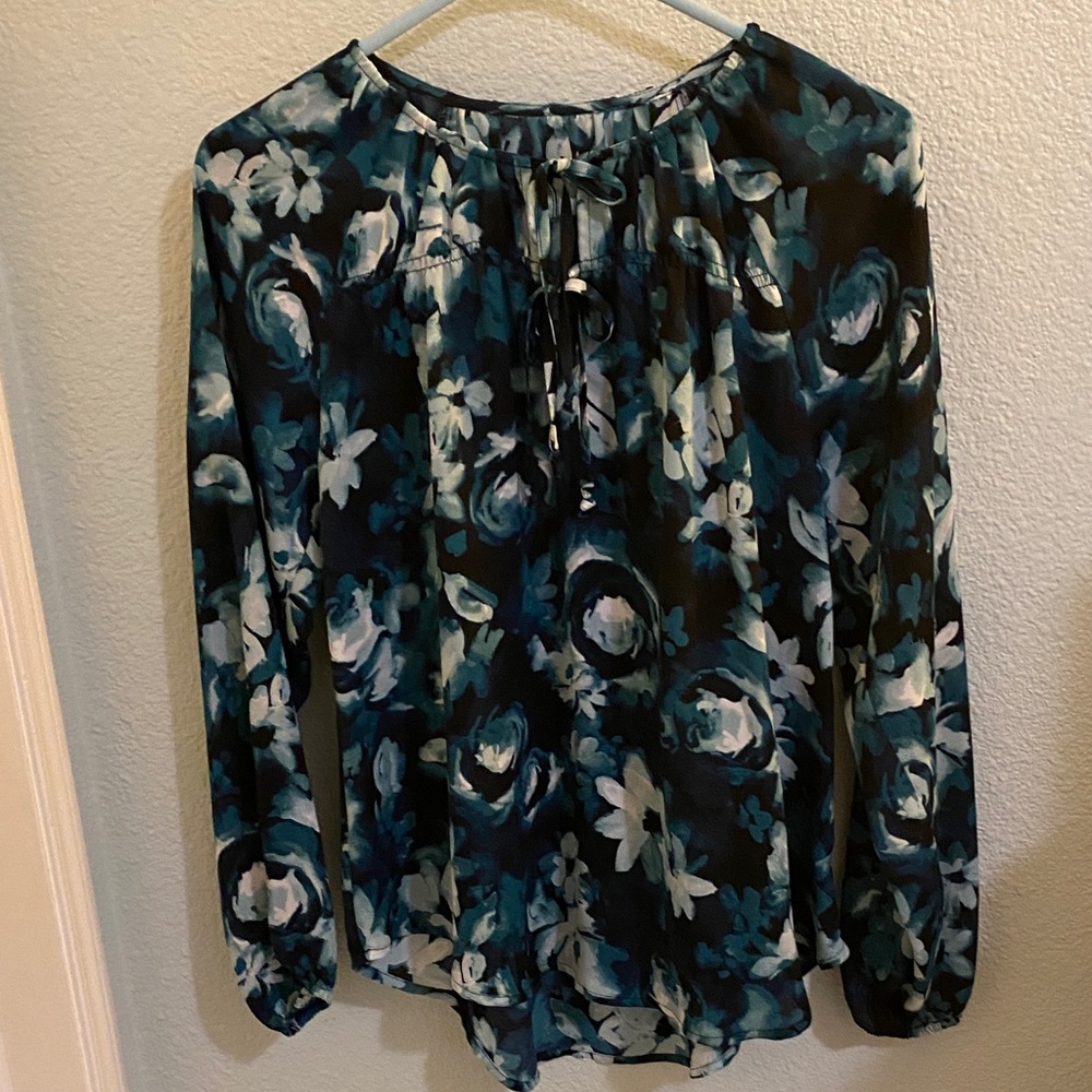 Source Unknown Floral Blouse - Black and Blue
